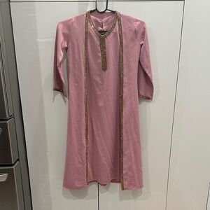 Pink Dress with Gold Trim